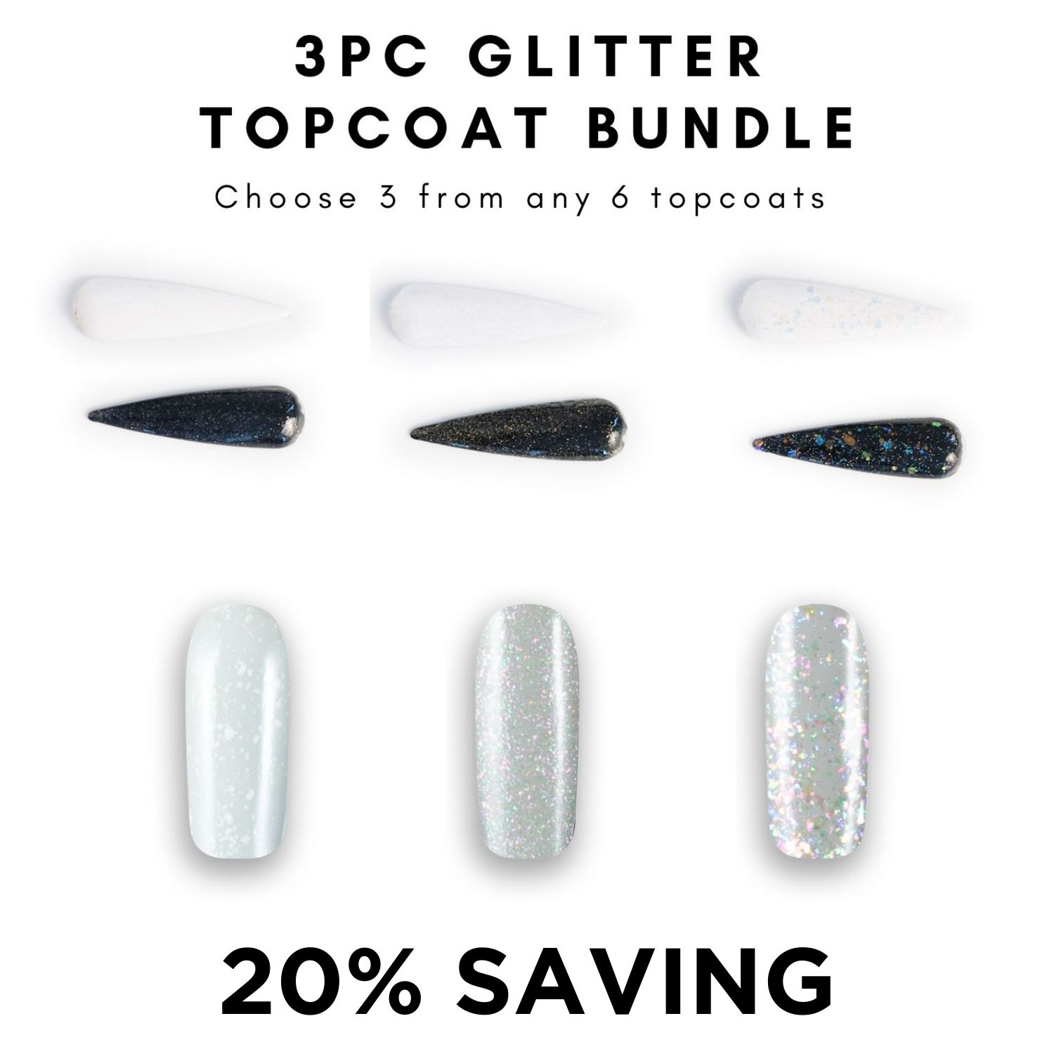3pc Glitter Topcoat Bundle